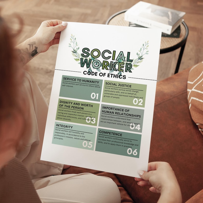 Social Worker Code Of Ethics, Social Work Values, Case Manager Gifts, Medical Social Worker, Social Work Ethics Poster, Social Work Gift image 3