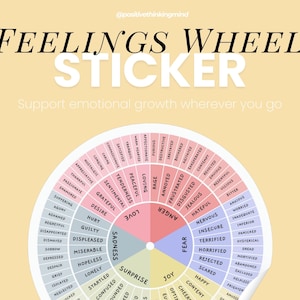 Wheels Of Emotions Sticker, Feelings Wheel Sticker, Mental Health Vinyl Sticker, Emotional Awareness, Therapy Stickers, Emotions Wheel