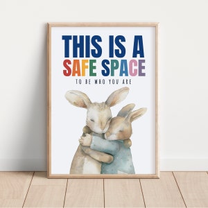 Póster "Rincón de la calma", Impresión "Este es un espacio seguro", Póster de salud mental, Decoración para consultorio de terapia, Letrero de trabajador social, Póster Montessori