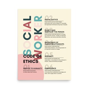Social Worker Code of Ethics Prints, Social Work Values, NASW Code of ...