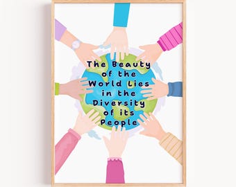 Multicultural Diversity, Classroom Diversity Posters, All Are Welcome Poster, Equality Print, Classroom Decor, Multicultural Developmental