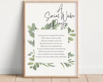 Social Worker Prayer, Social Worker Office Decor, School Social Worker Office Decor, Social Worker Wall Decor, Social Worker Gift