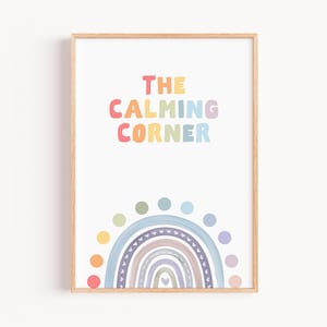 Calming Corner Poster, Counseling Office Decor, Classroom Decor Posters, Calm Corner Display, Emotional Regulation For Kids, Rainbow Sign