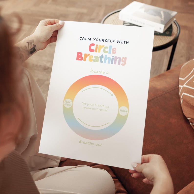 Mindfulness Breathing Printable for Kids, Calm Down Corner Poster ...