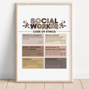 Social Worker Code of Ethics, Social Work Values, NASW Code of Ethics Digital Poster, Social Work Poster, Social Work Gift, Code of Ethics