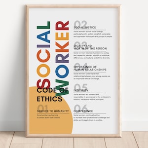 Social Worker Code of Ethics Prints, Social Work Wall Art, Social Worker Printables, NASW Code of Ethics Poster, Social Work Graduation Gift