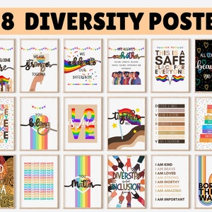 18 Diversity Poster, Diversity And Inclusion, LGBTQ Prints, You Matter, Inclusive Posters, Counselor Office Decor, Safe Space Sign