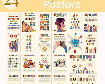Inclusion Bulletin Board, DEIB Poster Set, Diversity Classroom Posters, School Counselor Office Posters, Safe Space Everyone Is Welcome