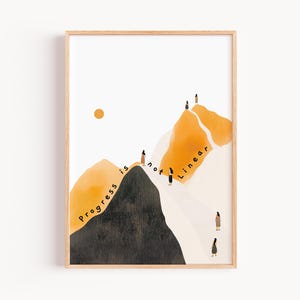 Les progrès ne sont pas linéaires, décoration de bureau de psychologue, affiches de thérapie pour enfants, art mural de conseiller scolaire, affiches sur la santé mentale, école, bureau