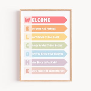 Welcome Sign Classroom, Calming Therapy Room Art, Emotional Regulation, School Counselor Office Printables, Coping Skills Poster