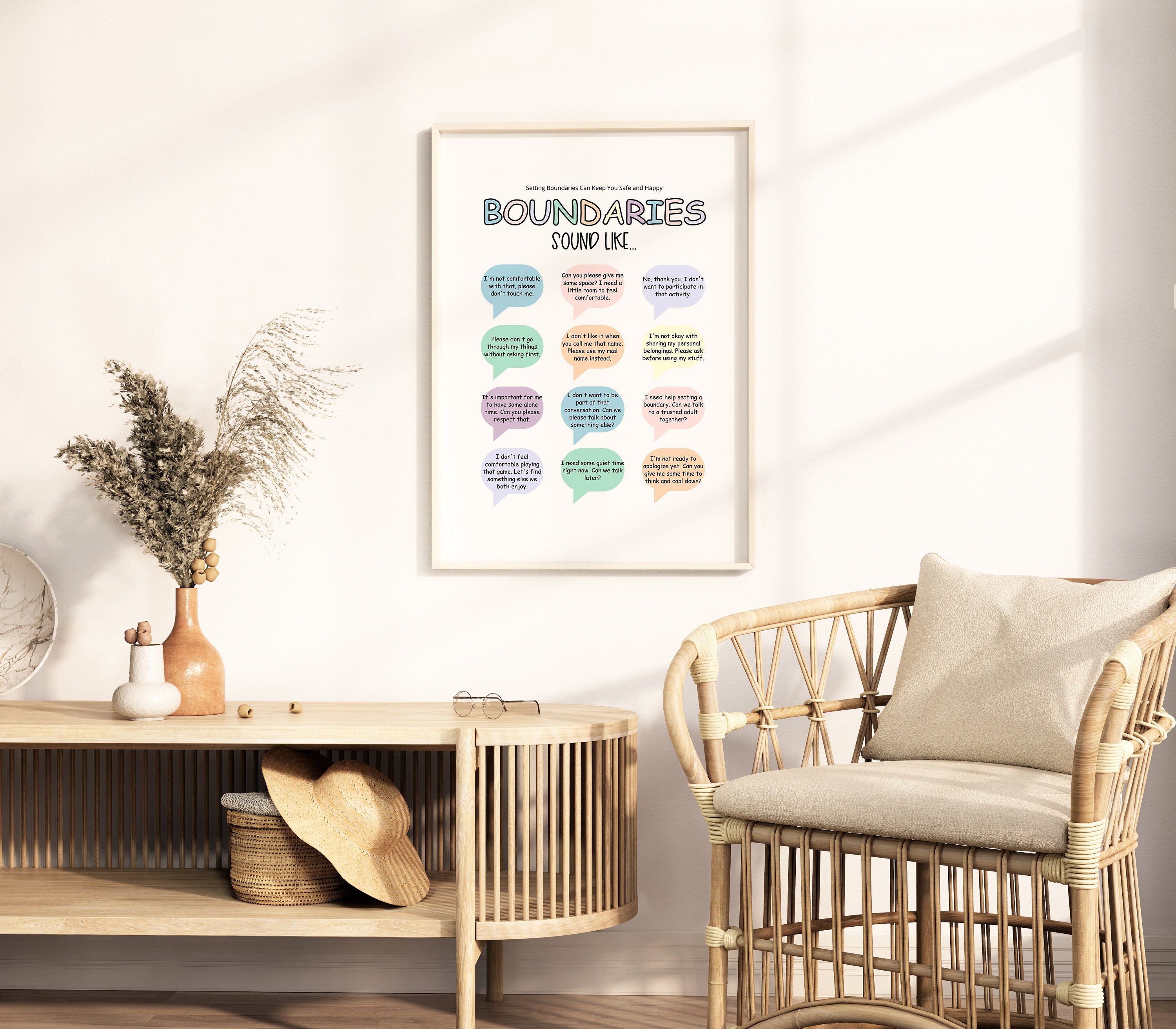 Boundaries for Kids, Boundaries Sound Like Poster, Boundary Setting