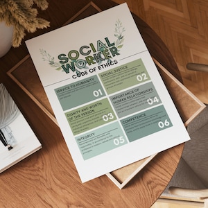 Social Worker Code Of Ethics, Social Work Values, Case Manager Gifts, Medical Social Worker, Social Work Ethics Poster, Social Work Gift image 4