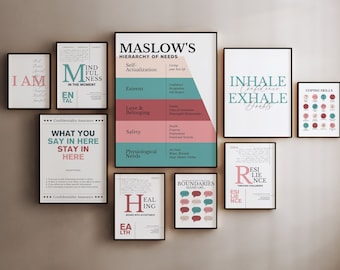 25 Office Decor For Women Psychology, Mental Health Office Printables, Therapist Wall Art, Counseling Poster, Counselor Office Poster
