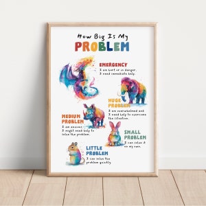 ¿Qué tan grande es mi problema? Póster, Póster del rincón tranquilo, Póster de Mindfulness, Póster de salud mental, Póster del terapeuta, Póster educativo