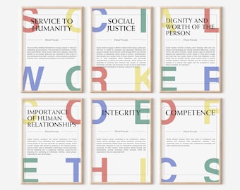 Social Worker Code Of Ethics, NASW Code Of Ethics, Social Work Office Decor, Social Work Gift, Social Work Inspirational Poster