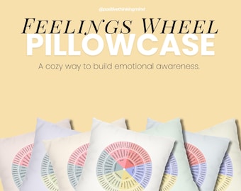 Feelings Wheel Pillowcase, Emotion Colour Wheel, Emotion Wheel Cushion, Self Care Gifts, Emotion Wheel Pillow, Psychologist Gift Therapy