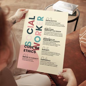 Social Worker Code of Ethics Prints, Social Work Values, NASW Code of Ethics Poster, Social Work Poster, Social Work Gift, Code of Ethics