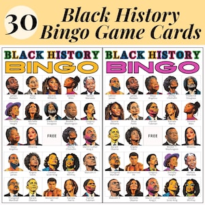 30 Black History Bingo, Gry Black History dla dorosłych w wieku przedszkolnym, Ciekawostki o Black History, Gry Black History Month, Arkusze aktywności szkolnych