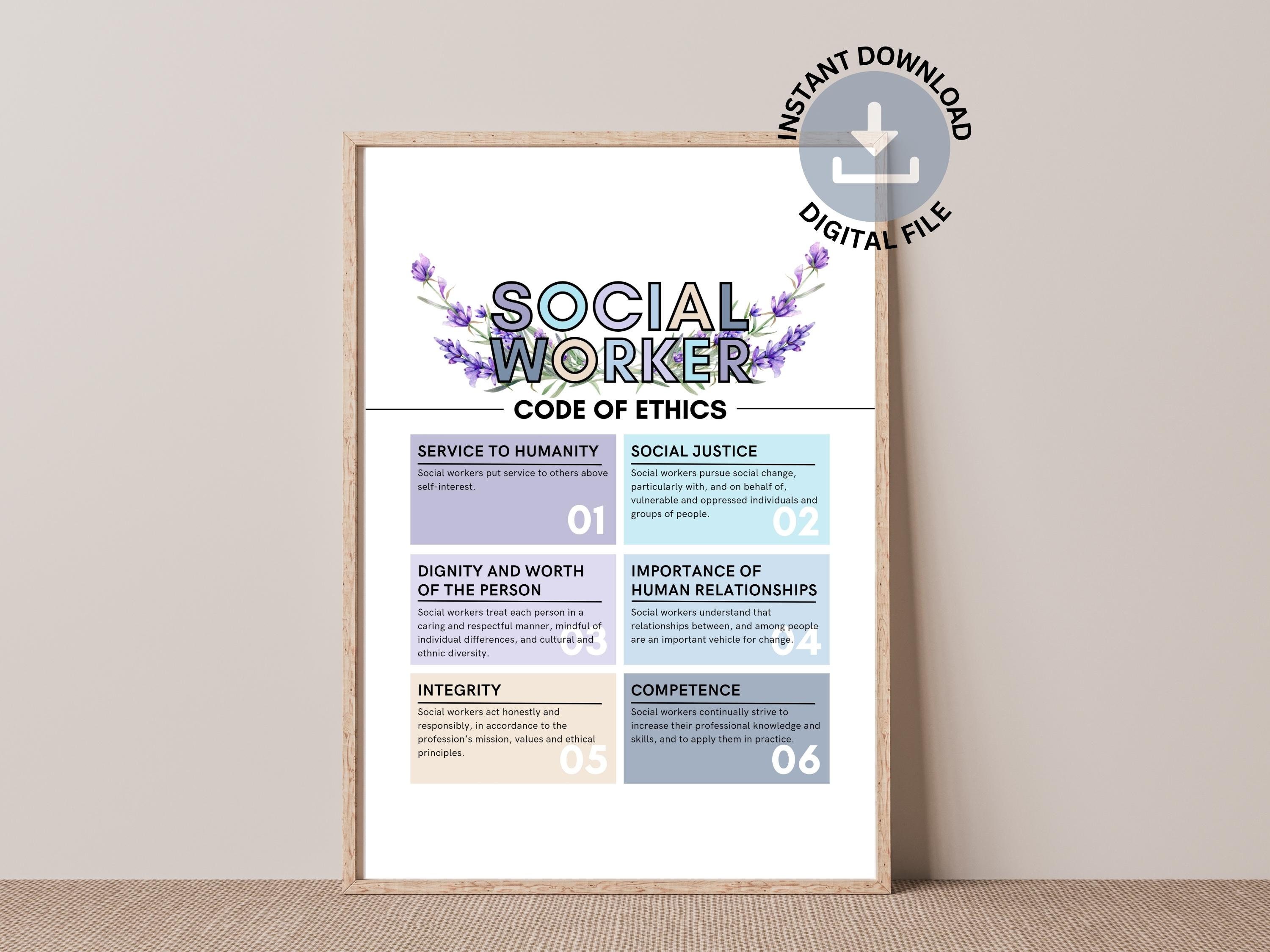 Social Worker Code of Ethics Social Work Values NASW Code of Etsy