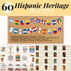 60 Hispanic American Heritage Month Poster, Spanish Speaking Countries Map, Hispanic Heritage Month Classroom Decor, Hispanic Prints
