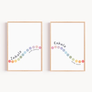 Inhale Exhale Art Print, Erdungstechnik Poster, Angstbewältigungsfähigkeiten, Beratung Bürodeko, minimalistische Wandkunst, Mindfulness