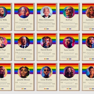 LGBT Bulletin Board Poster, Pride Month, 40 Pride Promi Icons, Gay Symbol, Inklusion Poster, Pride Printable, Gleichheitsposter, LGBTQ
