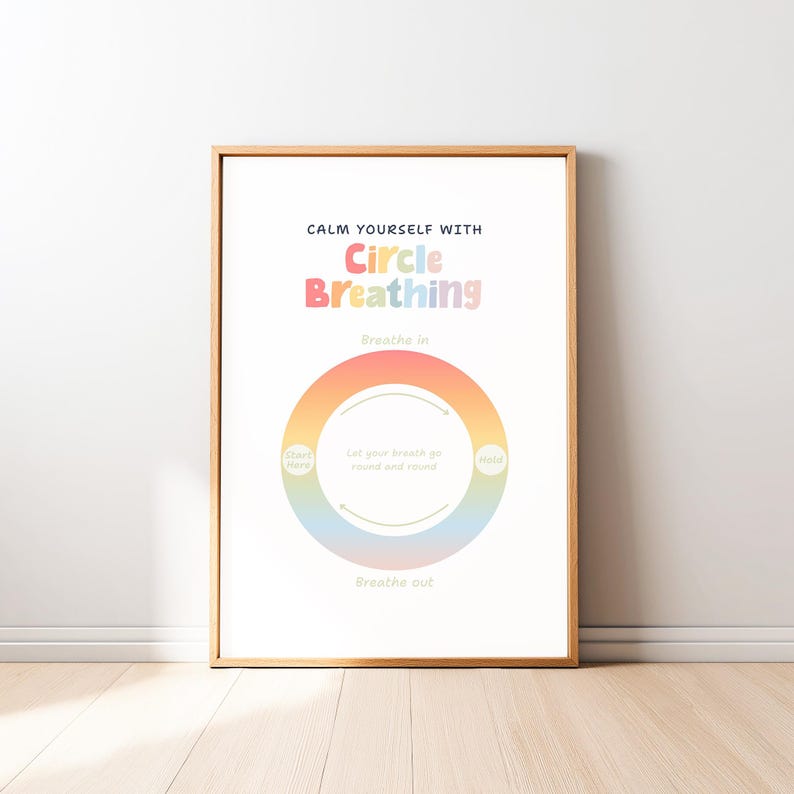Mindfulness Breathing Printable for Kids, Calm Down Corner Poster ...