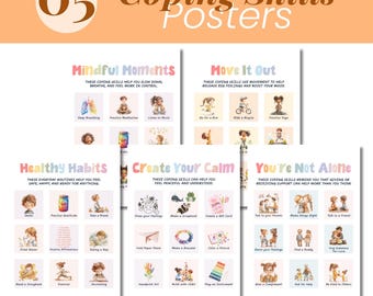 Coping Skills Poster, Emotional Regulation For Kids Adults, Calming Down Strategies, Mental Health Poster Bundle, Therapy Office Decor