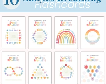 Mindful Breathing Flashcards For Kids, Mindfulness Breathing Cards, Deep Breathing Card, Finger Tracing Breathing, Calm Corner Printables