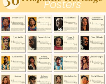 Hispanic Heritage Month Classroom Bulletin Board Hispanic American Heritage Month Poster Hispanic Leader Posters Hispanic Classroom Decor