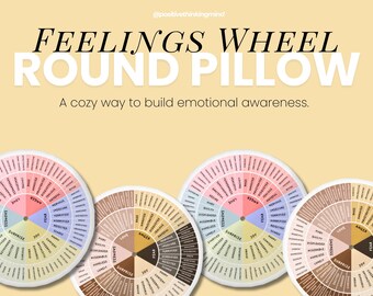 Feelings Wheel Pillow, Your Feelings Are Valid, Wheel Of Emotions Pillow, Psychologist Gift, Emotions Color Wheel, Therapist Office Decor