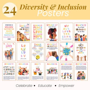 Inclusion Bulletin Board, DEIB Poster Set, Diversity Classroom Posters, School Counselor Office Posters, Safe Space Everyone Is Welcome