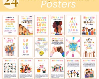 Inclusion Bulletin Board, DEIB Poster Set, Diversity Classroom Posters, School Counselor Office Posters, Safe Space Everyone Is Welcome