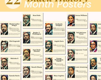 22 Schwarze Symbole Poster, Schwarze Geschichte Monat Poster Für Klassenzimmer, Schwarze Geschichte Monat Bulletin Board, Klassenzimmer bedruckbar