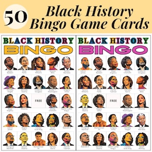 50 Black History Bingo, Gry Black History dla dorosłych w wieku przedszkolnym, Ciekawostki o Black History, Gry Black History Month, Arkusze aktywności szkolnych