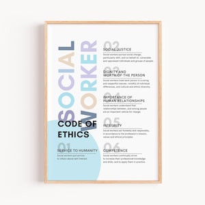 Social Worker Gift, Social Worker Graduation Gift, Social Work Poster, Social Worker Code of Ethics, Social Work Values, NASW Code of Ethics