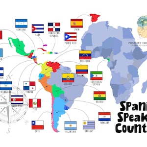 Spanish Speaking Countries Map, Hispanic Countries, Hispanic Heritage Month Bulletin Board, Hispanic Flags, Hispanic Countries flags
