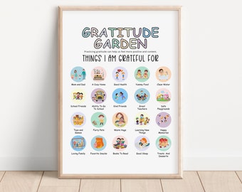 Cartaz de gratidão diária, cartaz de mentalidade de crescimento para sala de aula, afirmação de gratidão, decoração de escritório de terapia, impressão de gratidão em casa