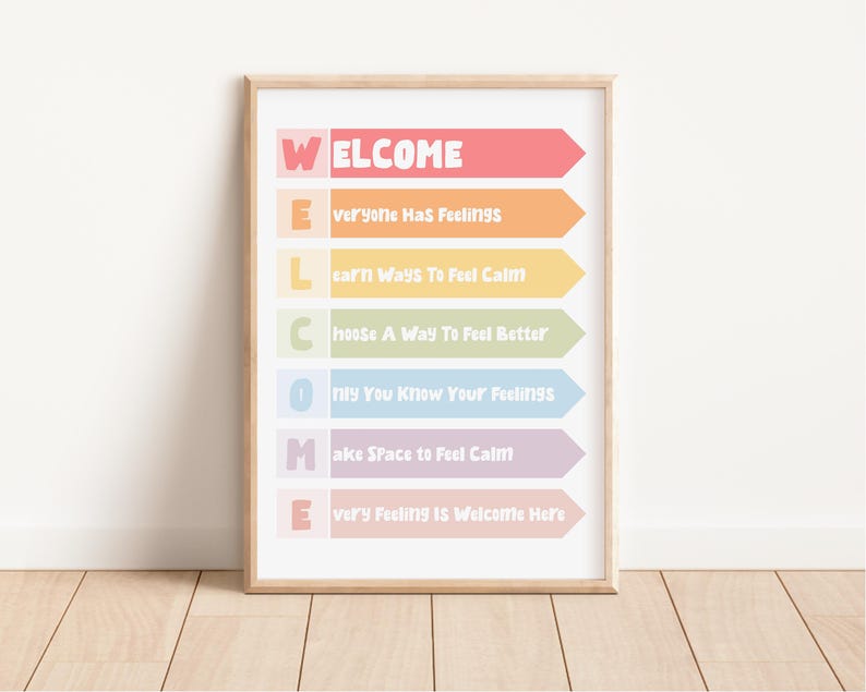 Welcome Sign Classroom, Calming Therapy Room Art, Emotional Regulation ...