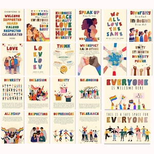 Set of 24 Multicultural Poster, Diversity Print, Inclusion Wall Art, Classroom Poster, Inspiring Quotes, Diversity And Inclusion Print Out