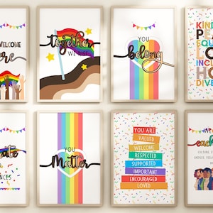 18 LGBTQ Prints, Diversity And Inclusion Posters, Safe Space Sign, LGBTQ Prints, You Matter, Equality Poster, Inclusive Classroom Decor