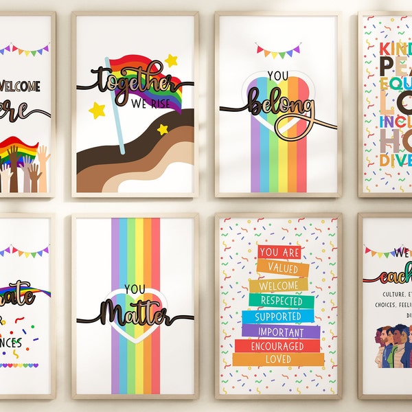 18 Diversity Poster Set, Inclusive Posters, Inclusive Classroom Poster, Equality Poster, Diversity Classroom Poster, School Counselor Poster