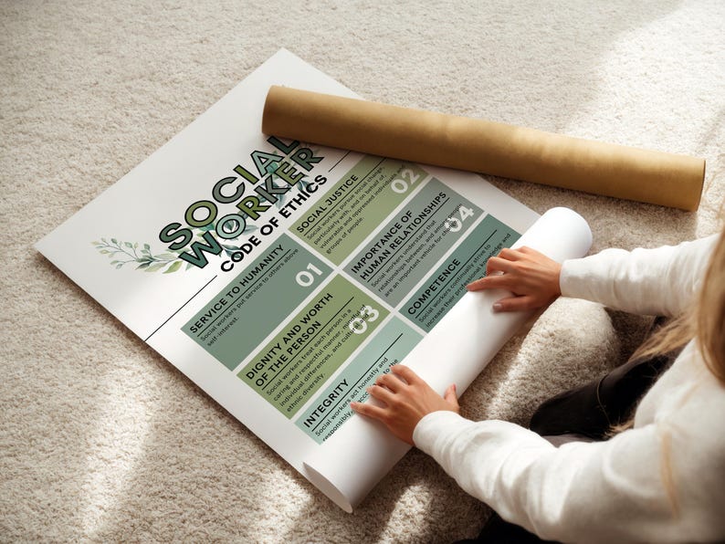 Social Worker Code Of Ethics, Social Work Values, Case Manager Gifts, Medical Social Worker, Social Work Ethics Poster, Social Work Gift image 7