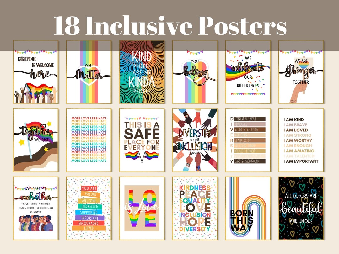 Buy Set of 18 Inclusive Poster Set School Counselor Office Decor Online ...