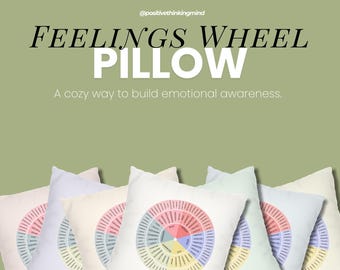 Feelings Wheel Pillow, Emotion Colour Wheel, Emotion Wheel Cushion, Self Care Gifts, Emotion Wheel Pillow,  Psychologist Gift Therapy Office