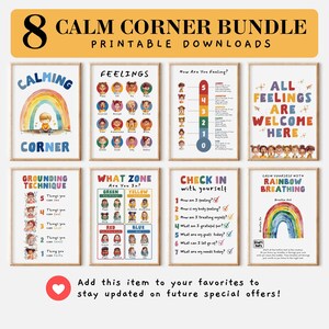 Póster Rincón de la Calma, Rincón de la Calma, Decoración Montessori para la Educación en Casa, Tabla de Sentimientos, Tabla de Emociones, Zona de Regulación, Salud Mental Infantil