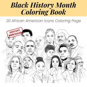 Black History Coloring Book,  African American Coloring Pages, Classroom Activities Education Adult African American Leaders, History Class