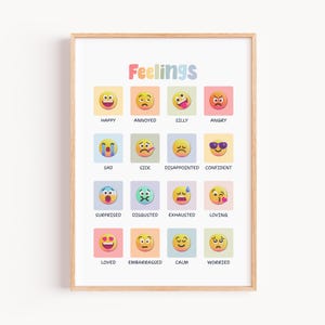 Feelings Kids Mental Health Posters, Kids Coping Skills, Emotions Educational Poster, Calm Corner Poster, Montessori Homeschool Decor