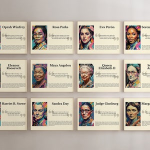 25 donne nella storia Stampa, bacheca del mese della storia delle donne, poster di donne ispiratrici, giornata internazionale della donna, citazioni di donne famose