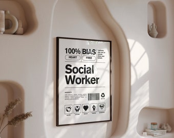 Social Worker Label Poster, Social Worker Gifts, Social Worker Office Decor, Social Work Humor Print